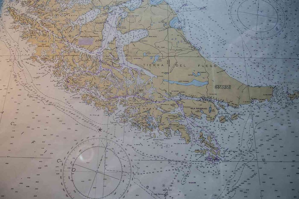 Mapa de la Patagonia para diseñar una travesía náutica